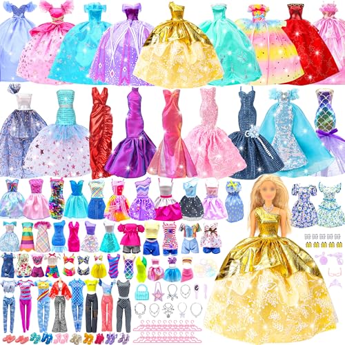 Style Shine Doll Clothes and Accessories Set Wedding Gowns Evening Dresses Fashion Dresses Casual Outfits Top and Pant Swimsuit Bikini Hangers Shoes and Accessories Toys for Girl Gift - Image 1