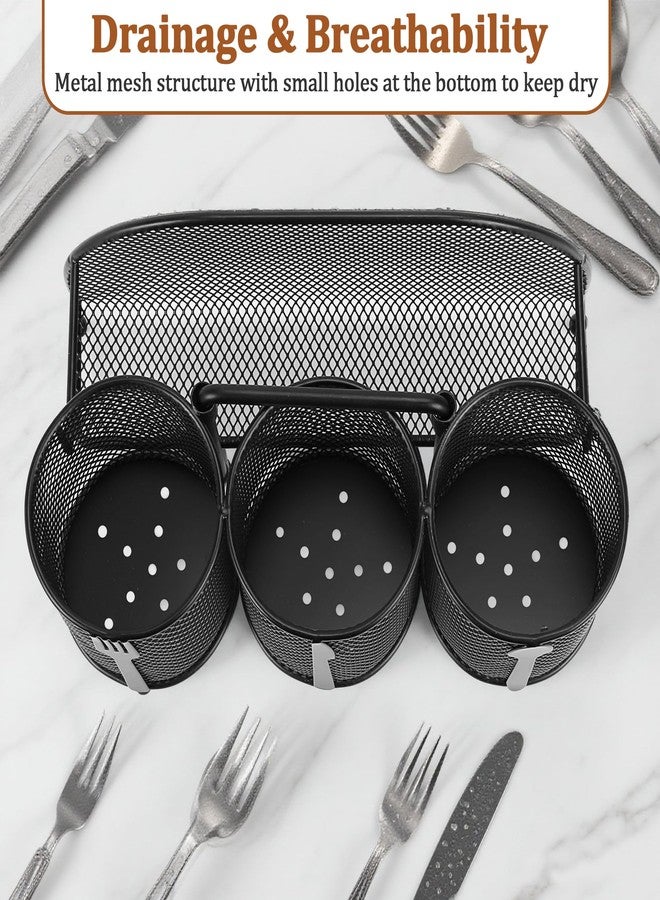 Honlibey Utensil Caddy with Silverware & Paper Plate Holder, Portable Metal Cutlery Holder for Parties, Buffet,Picnic, Camping, Outdoor, Countertop, Durable Flatware Caddy with 4 Compartments & Hiden Handle - Image 4