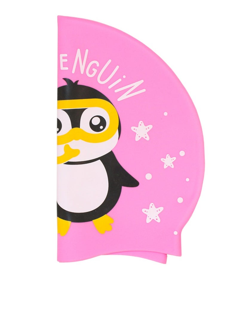 SUPER WINNER Kids Swimming Cap With Cute Penguin Shape On it, Made Of High Quality Silicone, Odorless and Skin Friendly, Best For Comfortable and Safe Swimming and Bathing, It Protects Your Hair, Ears and Skin - Image 5