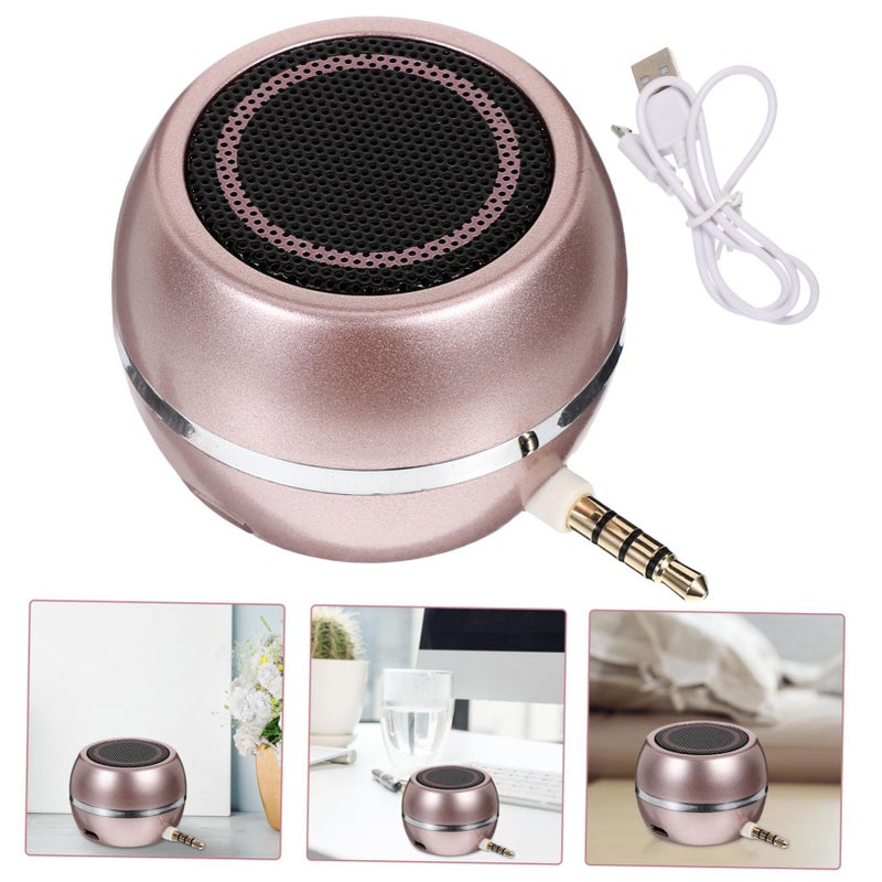 Mini Plug In Aux Computer Speaker Compact Portable Voice Box With Bass For Laptop Phone Tablet Space Saving Vertical Design Sound Amplifier In Gold - Image 4