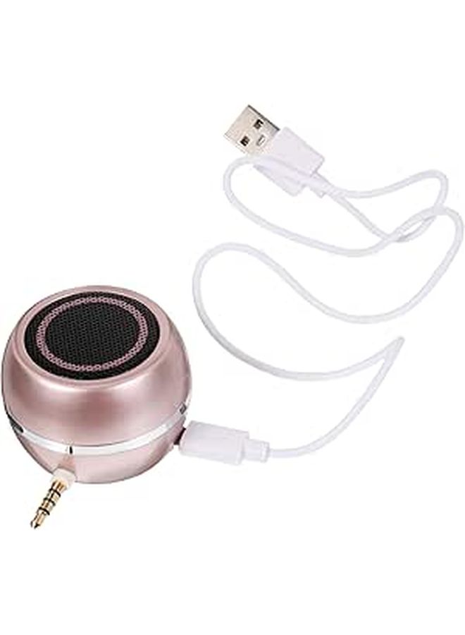 Mini Plug In Aux Computer Speaker Compact Portable Voice Box With Bass For Laptop Phone Tablet Space Saving Vertical Design Sound Amplifier In Gold - Image 1