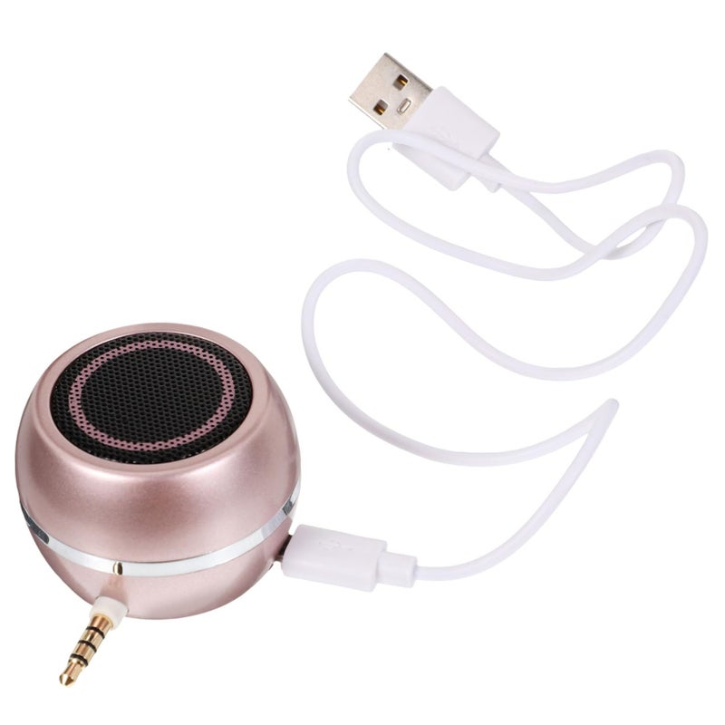 Mini Plug In Aux Computer Speaker Compact Portable Voice Box With Bass For Laptop Phone Tablet Space Saving Vertical Design Sound Amplifier In Gold - Image 2