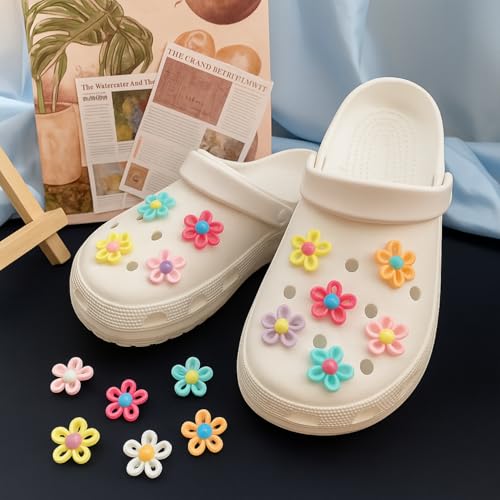 Flavizo 9pcs Flower Shoe Charms, Multicolor Silicone Cute Buttons for Women and Girls Sandals, Stylish Accessories for Clog Decoration - Image 5
