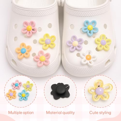 Flavizo 9pcs Flower Shoe Charms, Multicolor Silicone Cute Buttons for Women and Girls Sandals, Stylish Accessories for Clog Decoration - Image 3