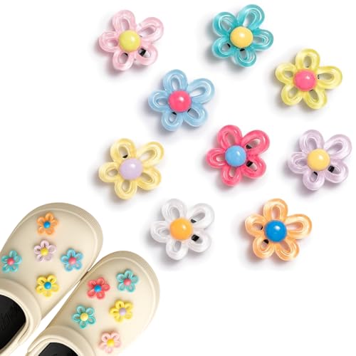 Flavizo 9pcs Flower Shoe Charms, Multicolor Silicone Cute Buttons for Women and Girls Sandals, Stylish Accessories for Clog Decoration - Image 1