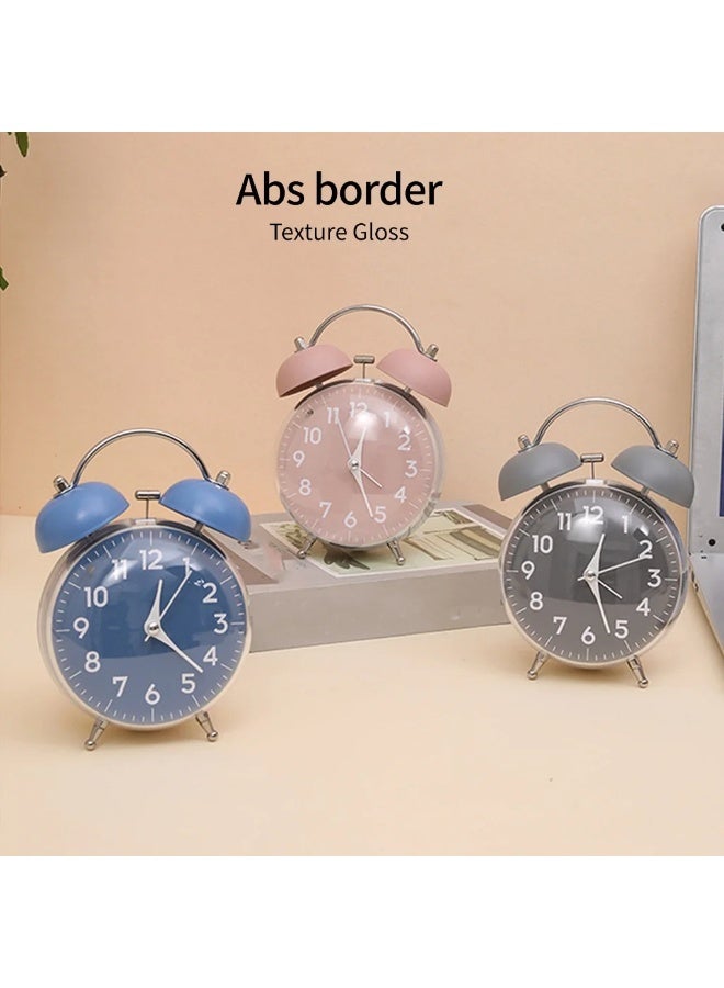 ساعة منبه عالية الصوت على شكل جرس مزدوج مع ضوء ليلي ناعم وساعة منبه للطلاب لتزيين المنزل وغرفة النوم والمكتب ( أخضر) - Image 4