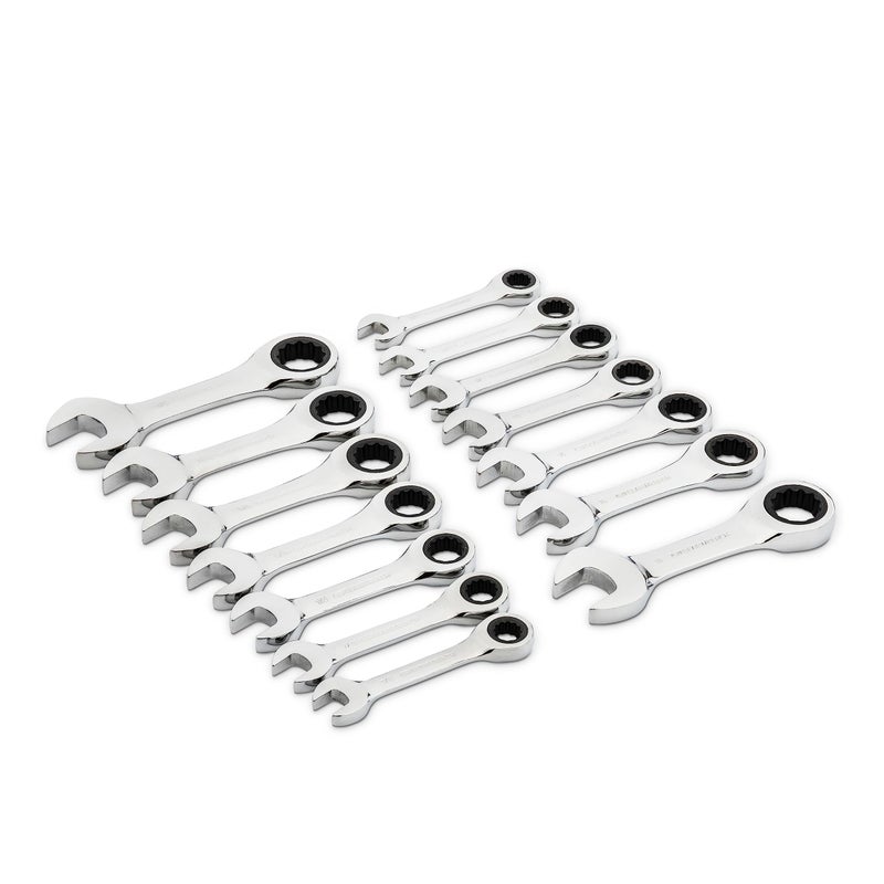 GEARWRENCH 14 Pc. 12 Point Stubby Ratcheting SAE/Metric Combination Wrench Set - 85206 - Image 2