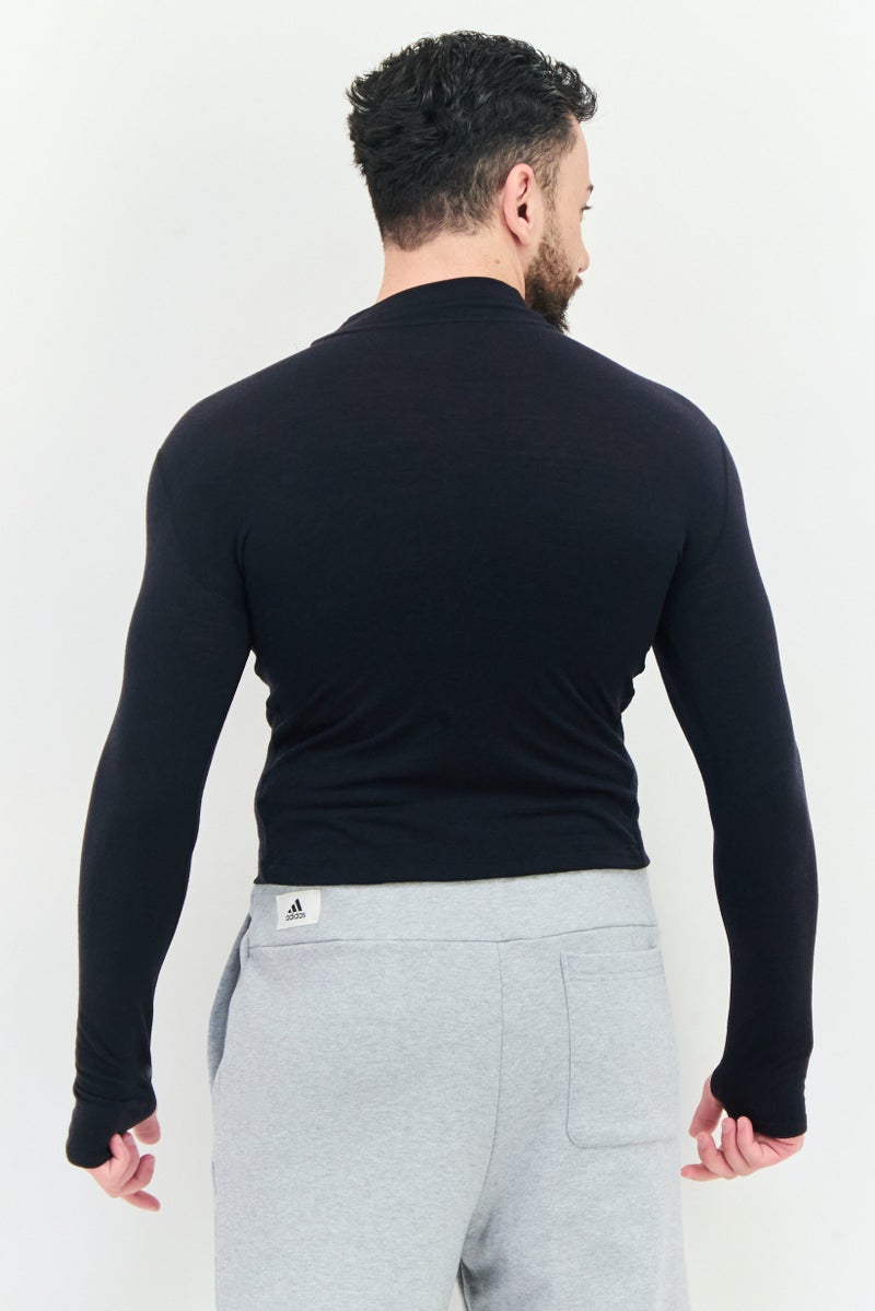 Adidas Men Sportswear Fit  Long Sleeve Running T-Shirt, Black  - Image 3