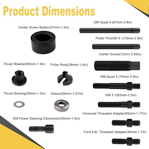 Rpeconu 14PCS Power Steering and Alternator Pulley Tool Kit, Replace Vehicle Steering Pump and Car Repair Tools, Essential Car Repair Tools for Mechanics with Storage Case - Image 4