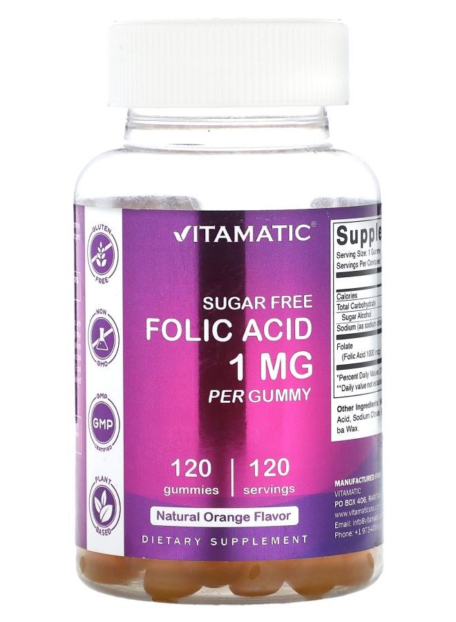 Vitamatic Sugar Free Folic Acid Natural Orange 1 mg 120 Gummies