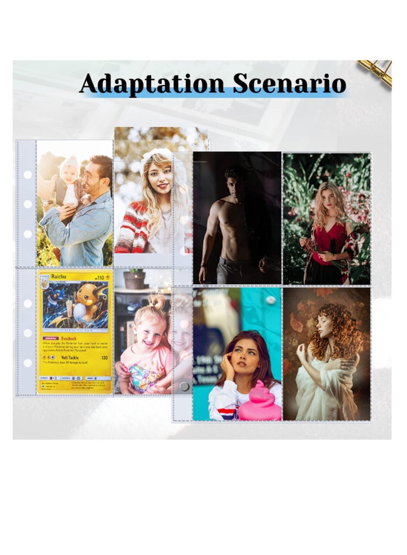 Excefore 30 Sheets Double Side A5 Binder Inserts, Photo Sleeves for 6 Ring Binder, Pocket Pages for Storing Photos or Postcards, 240 Pockets, 3x5 Plastic Card Page - Image 4