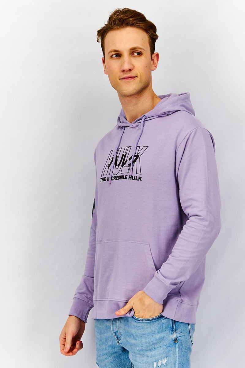 MARVEL Men Hooded Neck Graphic Print Long Sleeves Sweatshirt, Purple - Image 2