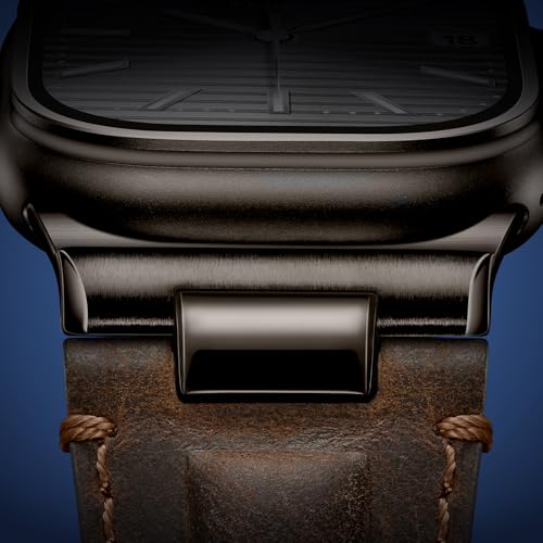 Tlselt Leather Band for Apple Watch Ultra 3/Ultra 2 Bands 49mm 46mm 45mm 44mm, Top Genuine Leather Designer Replacement Strap for iWatch Ultra 3 2 1 SE series 11 10 9 8 7 6 5 4 3 - Image 2
