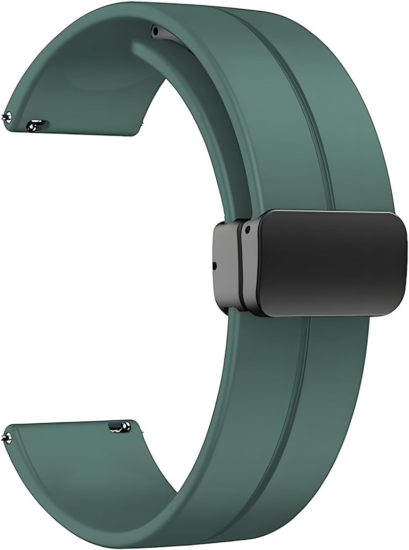 VEROX 20MM Watch Strap with Magnetic Folding Lock Compatible with Bip/Pro/Lite,Bip S,Samsung Galaxy Watch 4/ Watch 5,GTS 2 Mini Comaptible with All 20MM Watch- Green - Image 3