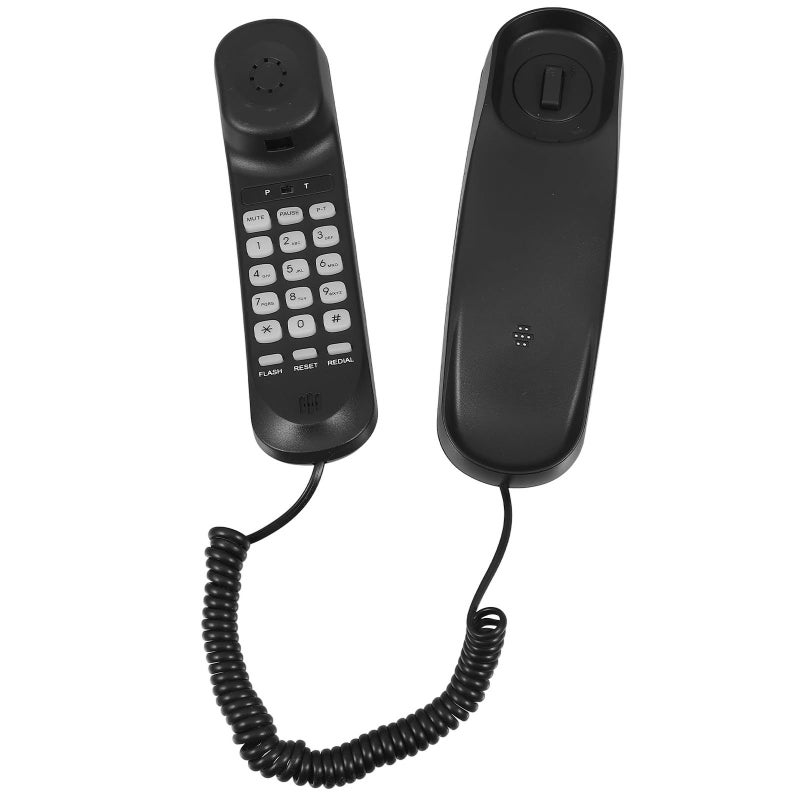 Compact Wall Corded Phone Black for Home Office Hotel Use - Image 2