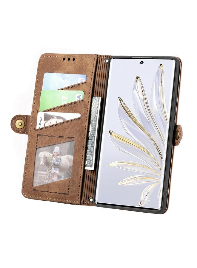 S-TOP Case For Honor Magic4 Pro Geometric Zipper Wallet Side Buckle Leather Phone Case - Image 3