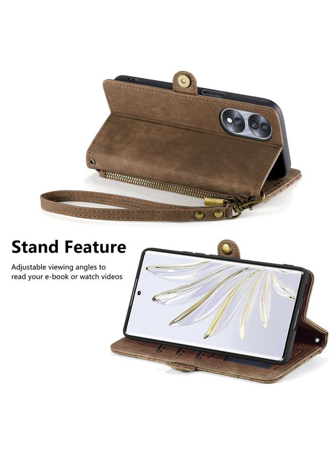 S-TOP Case For Honor Magic4 Pro Geometric Zipper Wallet Side Buckle Leather Phone Case - Image 4