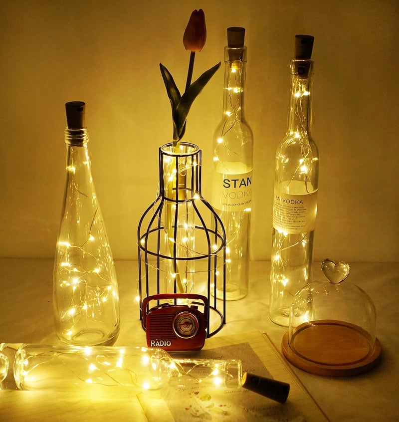 LoveNite Wine Bottle Lights with Cork LoveNite Battery Operated 20 LED Cork Shape Silver Wire Colorful Fairy Mini String LightsNo Bottles for DIY Party Decor Christmas HalloweenWedding 3 Warm White - Image 4