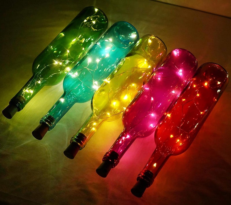 LoveNite Wine Bottle Lights with Cork LoveNite Battery Operated 20 LED Cork Shape Silver Wire Colorful Fairy Mini String LightsNo Bottles for DIY Party Decor Christmas HalloweenWedding 3 Warm White - Image 3