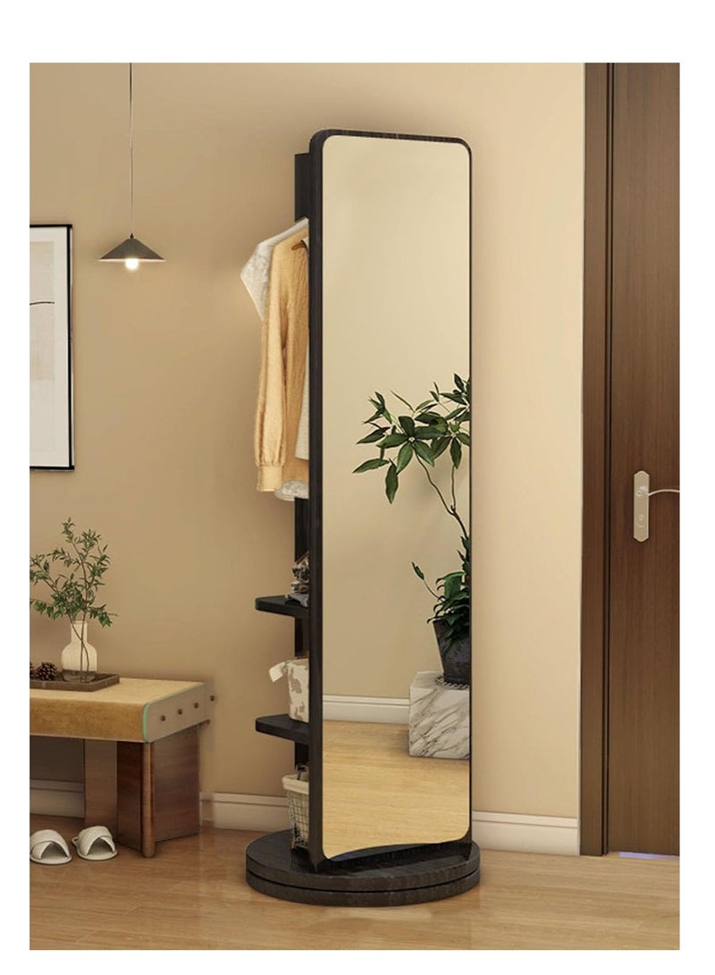 Y&D Full-Length Mirror Standing Modern and Simple Oval 360° Rotating Storage Partition Floor Rolling Dressing Mirror Wooden Movable Three-Dimensional Large Mirror 170*50cm - Image 2