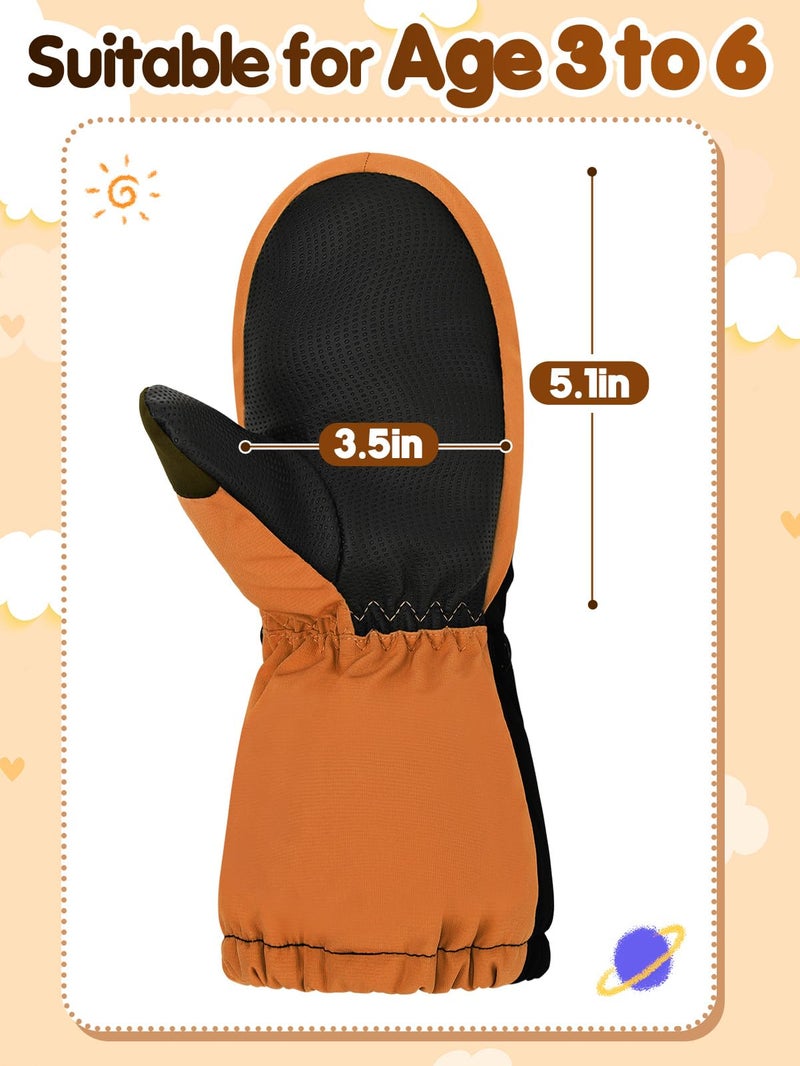 Biubee 2 Pairs Easy-On Zipper Kids Snow Gloves for Boys Ages 3-6 - Waterproof Warm Fleece Toddler Mittens, Christmas Stocking Stuffers Gifts - Image 4