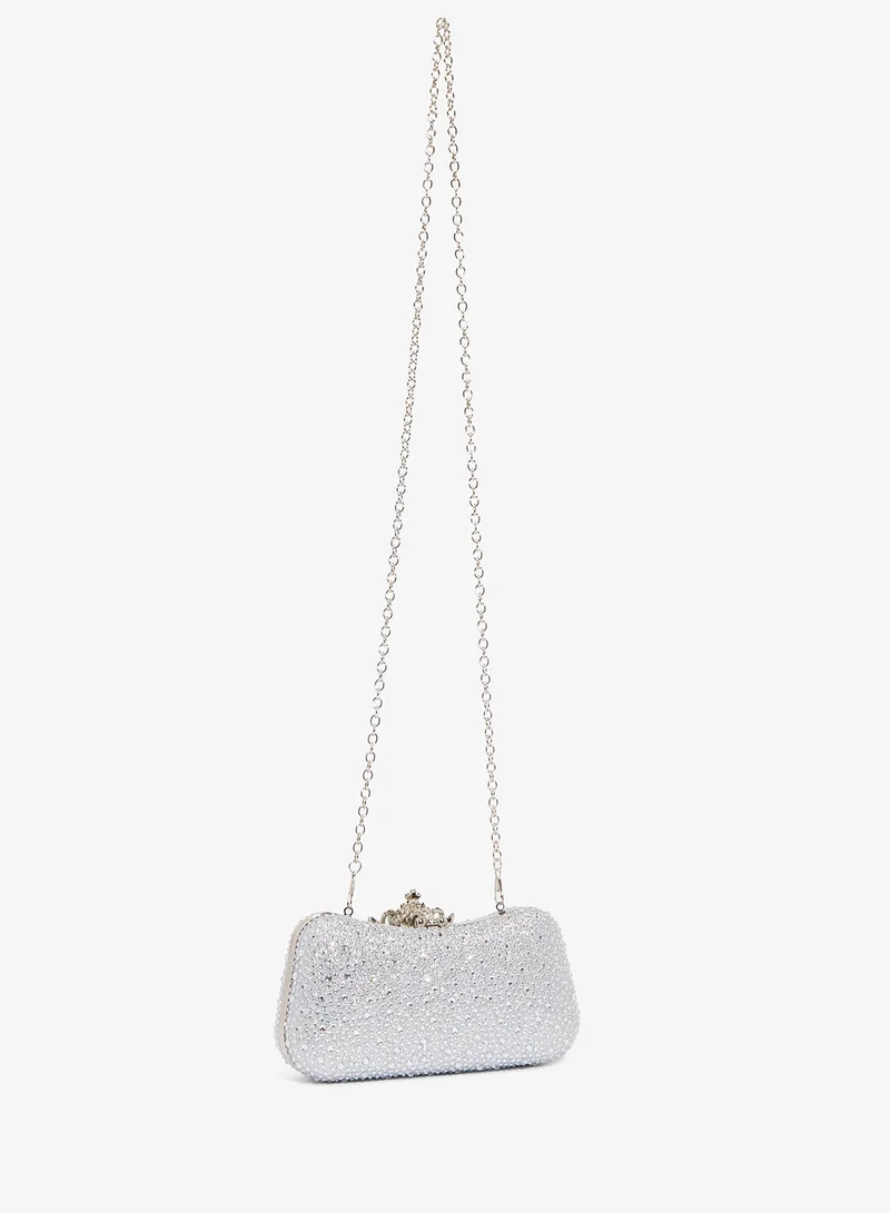 Khizana Silver Detailed Diamonte Embellished  Handbag