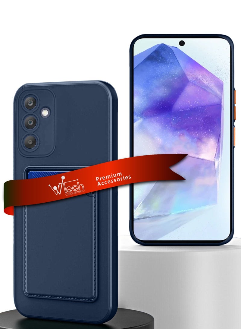 Wtech Silicone TPU With Card Holder Case Cover For Samsung Galaxy A55 5G 2024 Navy Blue - Image 1