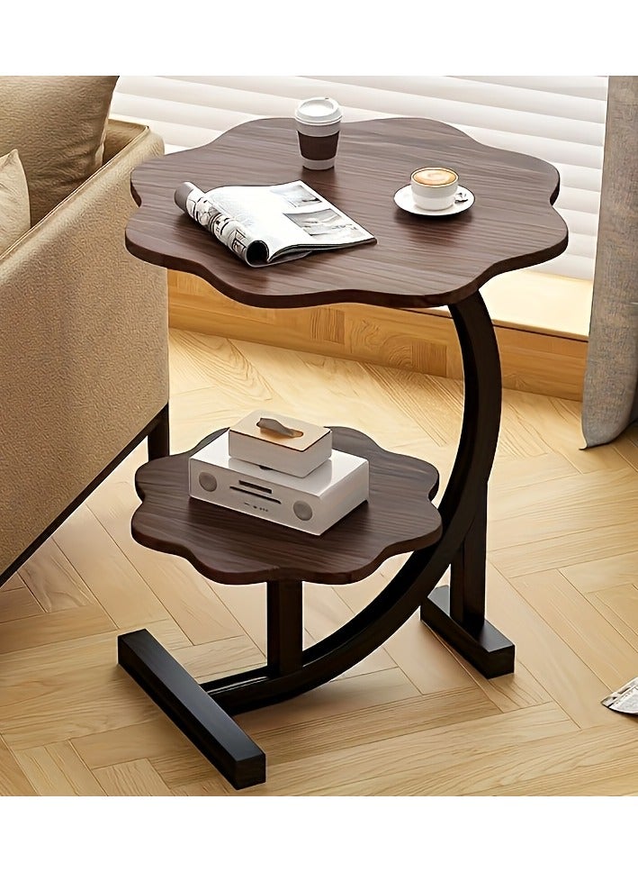 Generic Double C-Shaped Side Table, Flower Coffee Table, C-Shaped Table for Sofa, Coffee Side Table, Sofa Snack Side Table with Metal Frame, Industrial Style, for Living Room, Bedroom 