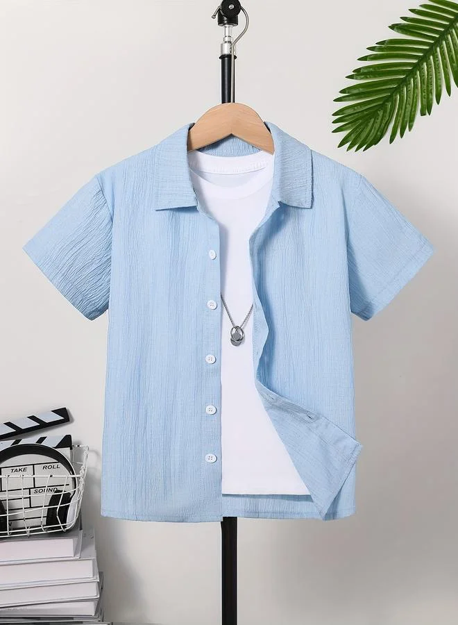 Take Two Take Two Teen Blue Textured Button Front Shirt