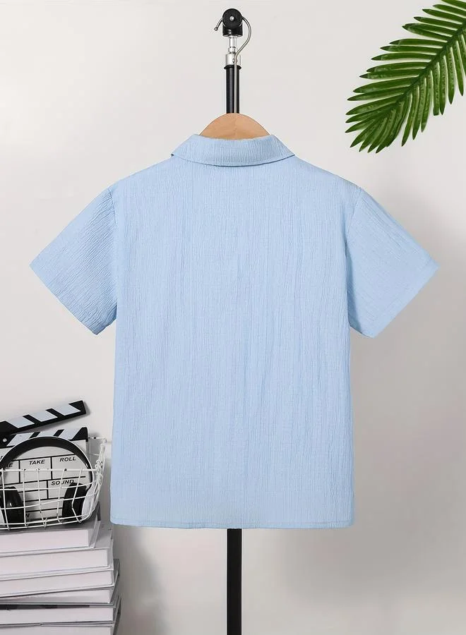 Take Two Take Two Teen Blue Textured Button Front Shirt