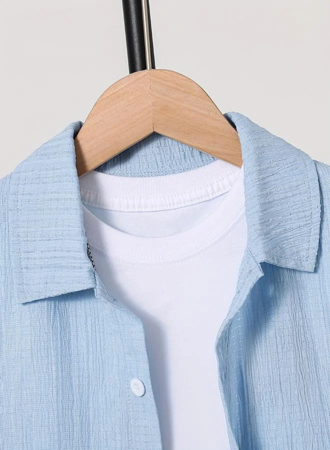 Take Two Take Two Teen Blue Textured Button Front Shirt