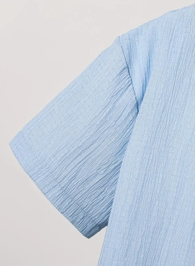Take Two Take Two Teen Blue Textured Button Front Shirt