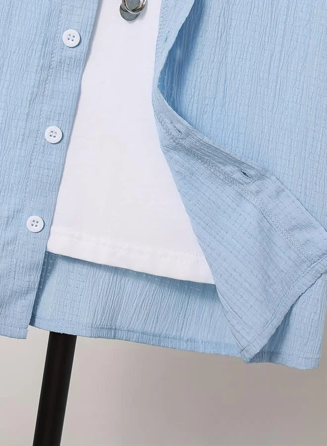 Take Two Take Two Teen Blue Textured Button Front Shirt