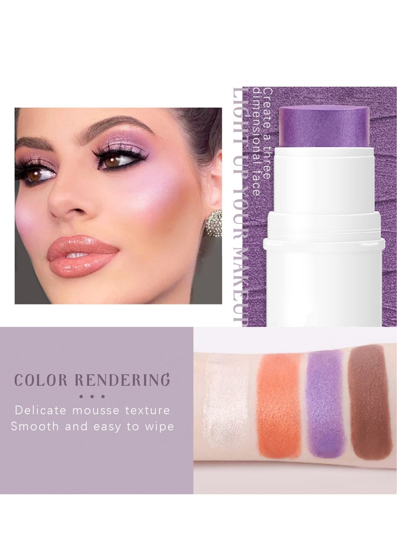 KASTWAVE 4 Pack Cream Blush Highlighter Contour Stick, Non-greasy and Waterproof Contouring Stick, Long-lasting, Breathable Makeup Sticks - Image 5