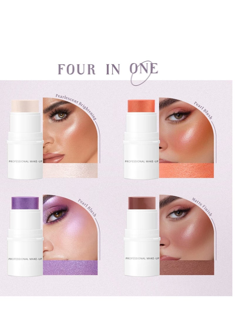 KASTWAVE 4 Pack Cream Blush Highlighter Contour Stick, Non-greasy and Waterproof Contouring Stick, Long-lasting, Breathable Makeup Sticks - Image 4