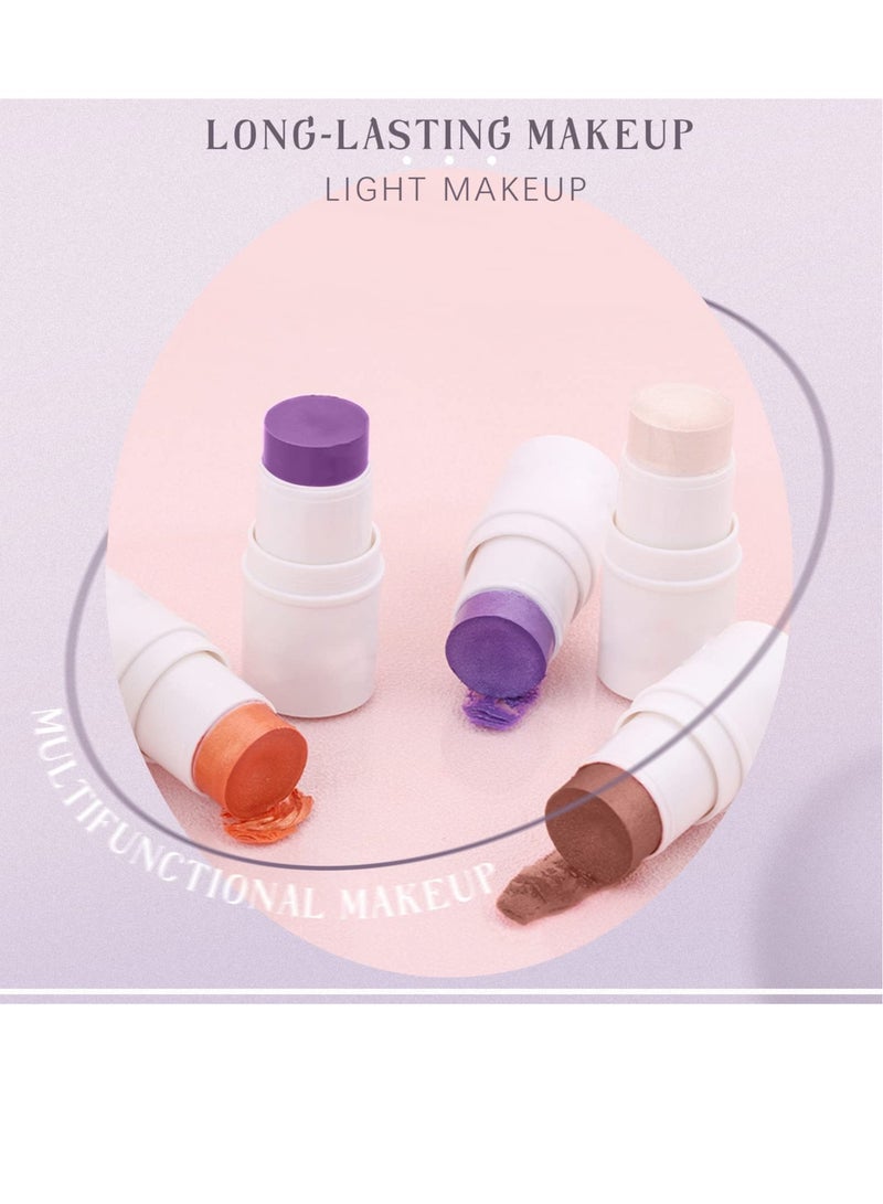 KASTWAVE 4 Pack Cream Blush Highlighter Contour Stick, Non-greasy and Waterproof Contouring Stick, Long-lasting, Breathable Makeup Sticks - Image 3