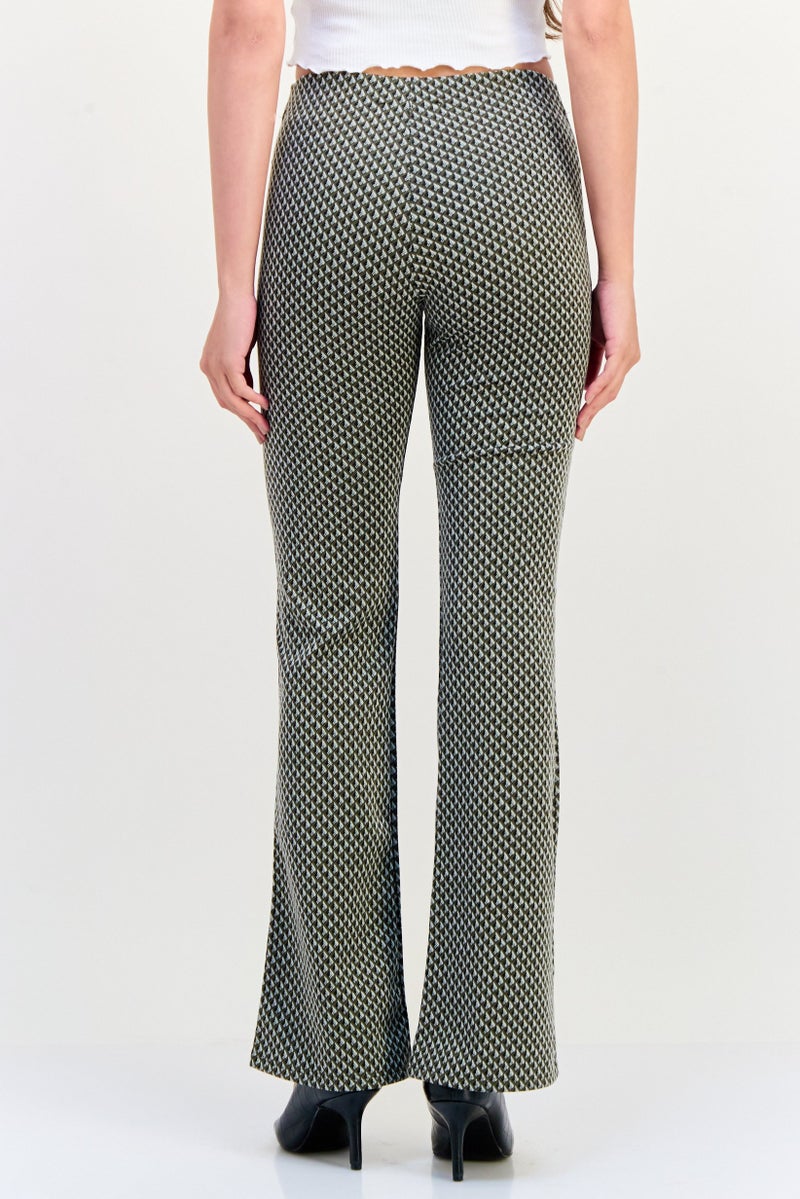 Pull & Bear Women Regular Fit Geometric Pattern Wide Leg Pants, Multicolor - Image 4