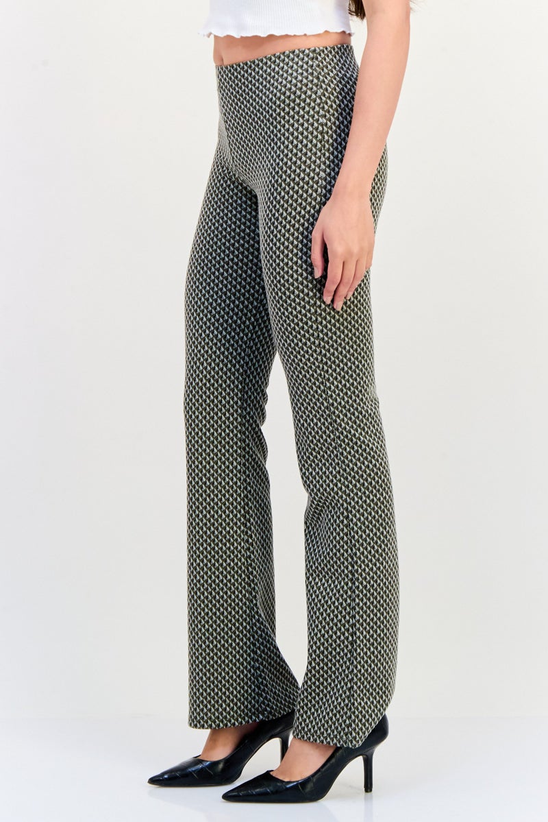 Pull & Bear Women Regular Fit Geometric Pattern Wide Leg Pants, Multicolor - Image 3