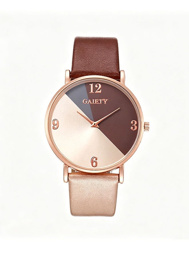 GAIETY Women's rose gold brown PU strap digital watch with diamond heart-shaped necklace, bracelet, ring, and earrings jewelry set, 5 pieces - Image 4