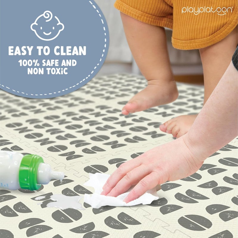 Play Platoon Non-Toxic Large Kids Mats for Floors, 9 Tile 72 x 72 inch, Extra-Thick Interlocking Tiles, 24 x 24 in. Puzzle Mat Pieces with Border, Neutral Playmat Rug for Toddlers & Children - Image 3