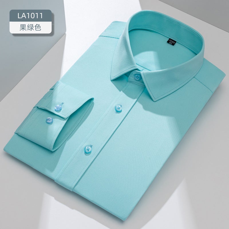 Shirt Mens Long-sleeved Business Stretch Slim-fit Anti-wrinkle White Shirt Work Clothes Business Wear Work Dress Shirt Mens fruit green 