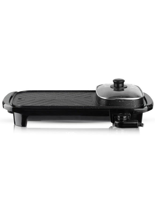 Olympia 2-In-1 Portable Electric BBQ Grill Smokeless Non-Stick Roasting Barbecue Pan and Multifuntion Hot Pot For Family - Image 4