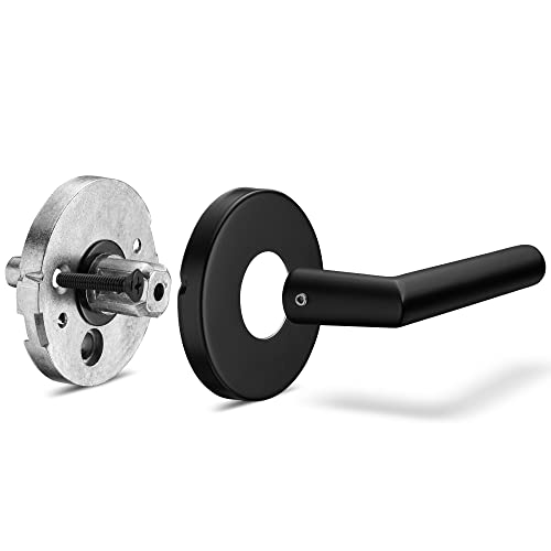 Berlin Modisch HandleSet Front Door Entry Handle and Deadbolt Lock Set Sleek Round Lever and Single Cylinder Deadbolt Heavy Duty - Iron Black Finish - Image 5