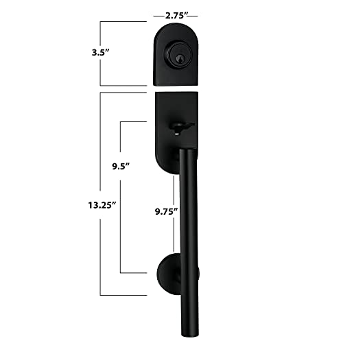 Berlin Modisch HandleSet Front Door Entry Handle and Deadbolt Lock Set Sleek Round Lever and Single Cylinder Deadbolt Heavy Duty - Iron Black Finish - Image 2