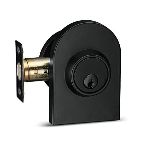 Berlin Modisch HandleSet Front Door Entry Handle and Deadbolt Lock Set Sleek Round Lever and Single Cylinder Deadbolt Heavy Duty - Iron Black Finish - Image 4