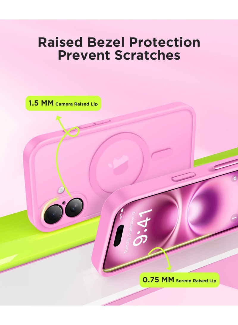 جولبينبوكس جراب مغناطيسي لهاتف iPhone 16 مع زر التقاط للتحكم في الكاميرا، متوافق مع MagSafe، [حماية كاملة للكاميرا] [واقي شاشة 2X] غطاء هاتف شفاف غير لامع لهاتف iPhone 16 مقاس 6.1 بوصة (وردي) - Image 4