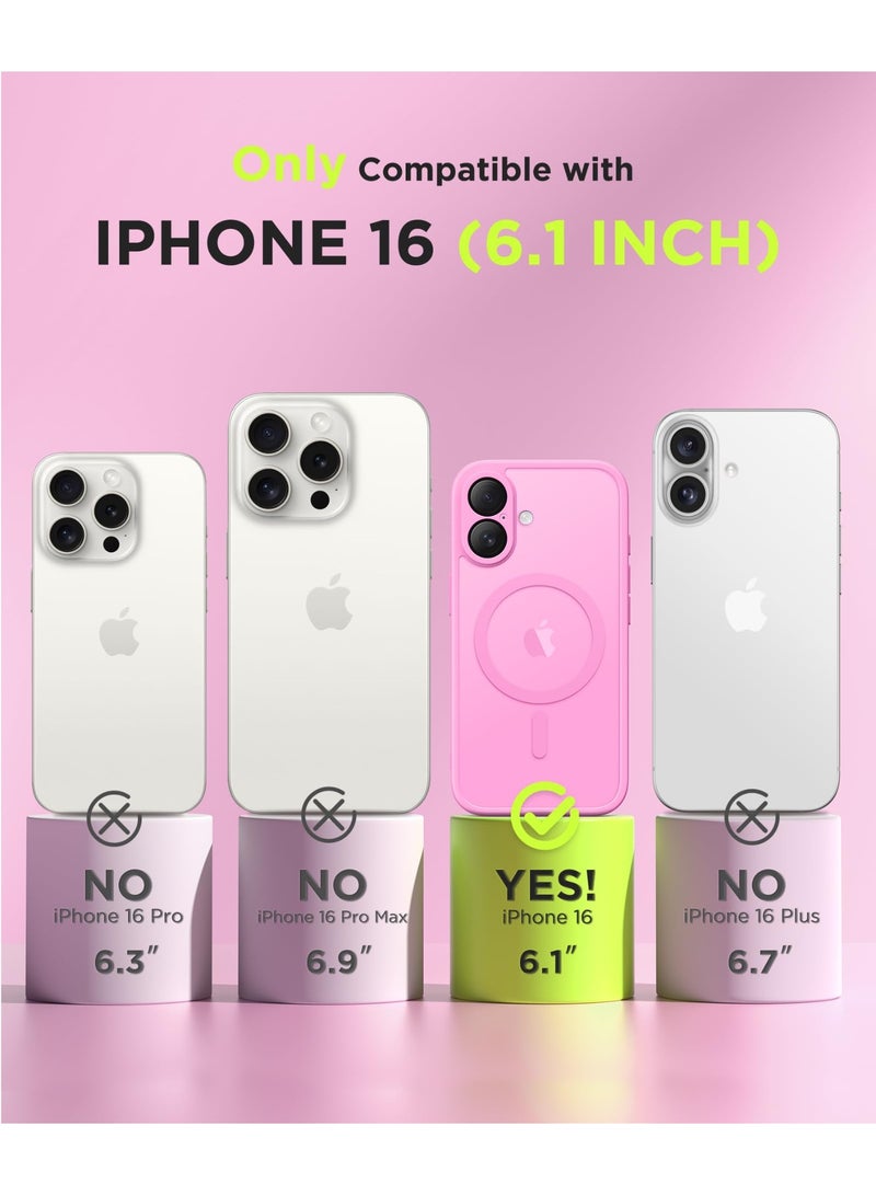 جولبينبوكس جراب مغناطيسي لهاتف iPhone 16 مع زر التقاط للتحكم في الكاميرا، متوافق مع MagSafe، [حماية كاملة للكاميرا] [واقي شاشة 2X] غطاء هاتف شفاف غير لامع لهاتف iPhone 16 مقاس 6.1 بوصة (وردي) - Image 5