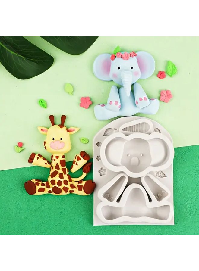 Gray Silicone Mold Set For Chocolate Cake Decorations Elephant Lion Monkey Zebra Giraffe - Image 5