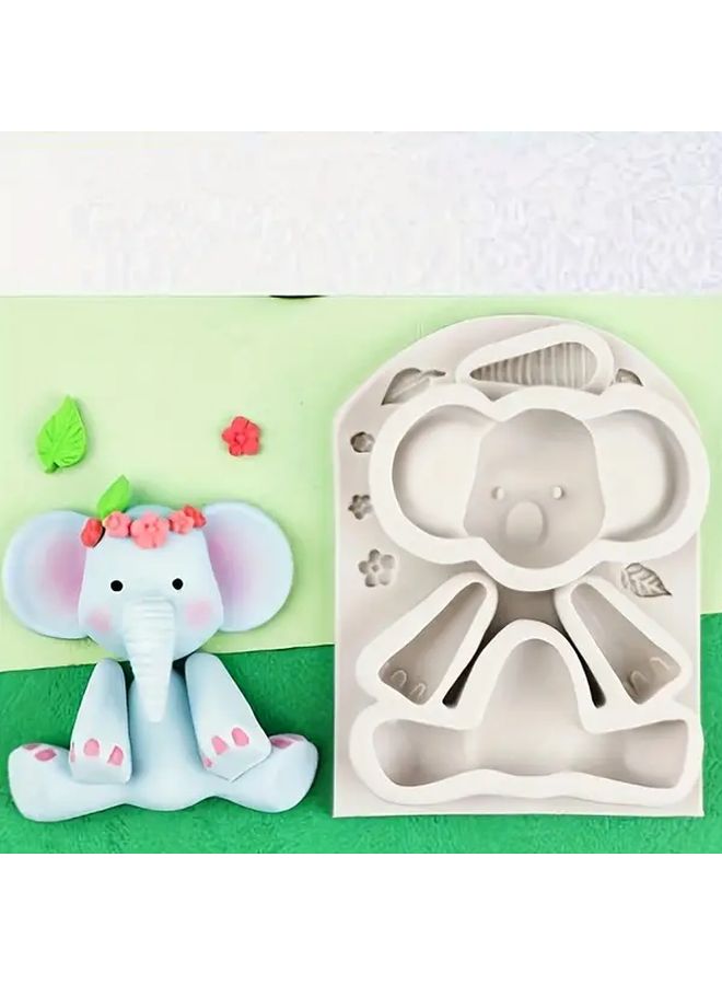 Gray Silicone Mold Set For Chocolate Cake Decorations Elephant Lion Monkey Zebra Giraffe - Image 1