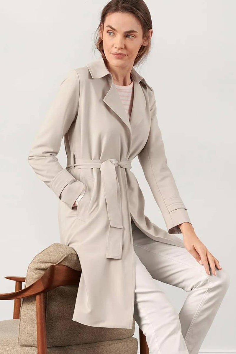 Tchibo معطف ترنش طويل بأكمام طويلة للنساء، بيج - Image 1